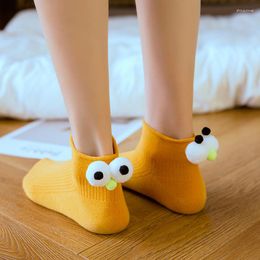 Women Socks One Pair Korean Winter Autumn Spring Sock Creative Personality Cute Big Eye Knitting Warm Unisex Design Funny