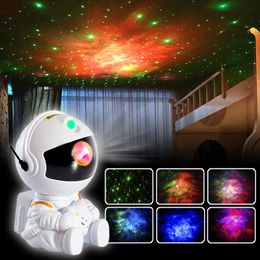 Lamps Shades Astronaut Projector Starry Sky Galaxy Stars Projector Night Light LED Lamp for Bedroom Room Decor Decorative Nightlights 230804