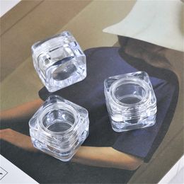 100pcs 5g Empty Cute Acrylic Clear Square Cream Jar Small Sample Makeup Subbottling nail case box Cosmetic Container JL1787