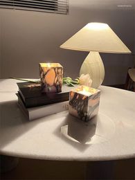 Candle Holders Customized French 9x9x11CM Calacatta Viola Violet Marble Natural Stone Holder Cups Jar Room Vintage Ambiance Deco