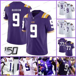 Custom Burreaux 9 Burrow Football Jersey Tyrann Mathieu Odell Beckham Jr.Delpit Derrius Guice Justin Jefferson Purple Stitched Mens Women Kids Boys 150th