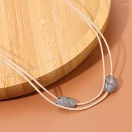 Pendant Necklaces Fashion Adjustable Rope Bohemia Necklace Natural Irregular Labradorite Stone Charm For Women Men Jewelry