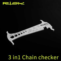 Tools RISK 3 in 1 Bicycle Chain Checker Stainless Steel Cycling Bolt Measuring Chain Hook Bicycle Repair Tool HKD230804