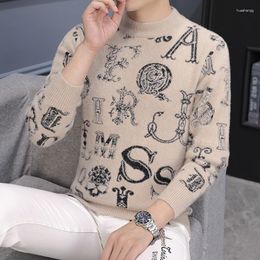 Men's Sweaters Vintage Long Sleeve Sweater Autumn Casual Loose Pullover 2023 Fashion Flower Pattern Knit Tops Winter Men Warm