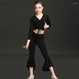 Stage Wear Latin Dance Practice Suit For Girls Kids Modern Waltz Ballroom Competition Evening Party Salsa Performance Costumes
