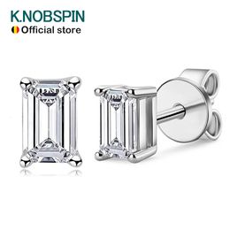 Stud KNOBSPIN D VVS1 Emerald Cut Earring s925 Sterling Sliver Plated with 18k White Gold Earrings for Women Fine Jewellery 230804