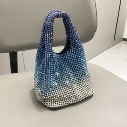 Simple full of diamond bags fall and winter new fashion senior sense of diamond mosaic basket bucket bag chain handheld single shoulder crossbody bag 081023