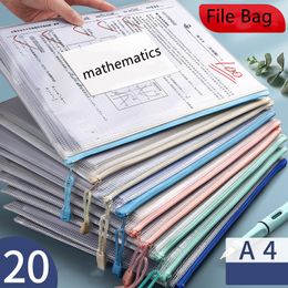 Filing Supplies A4 File Bags Transparent Grid Zipper Student Stationery Large Capacity Carry Storage Bag Office Learning Business 230804