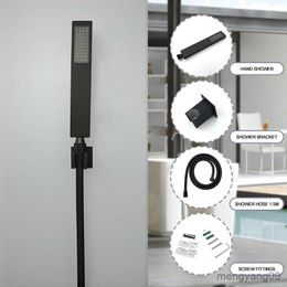 Bathroom Shower Heads Shower Set Bathroom Square Black Pressurised Hand Shower With Stainless Steel Hose Installation Ways Fixing Bracket R230804