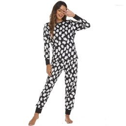 Women's Sleepwear Pyjamas Autumn And Winter Set Tie-dye Printing Casual Home Wear Long-sleeved Trousers 2-piece Pyjama