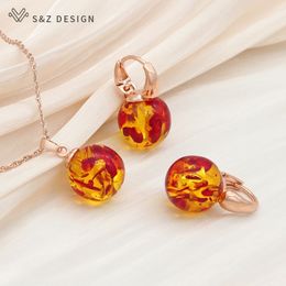 Wedding Jewellery Sets S Z DESIGN Elegant Round Flower ambers Dangle Earrings For Women Personality Party Pendant Necklace 230804