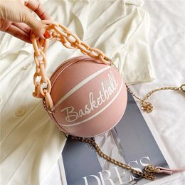 Evening Bags Personality womens bag pu leather basketball ball purses teenager girls shoulder bags crossbody chain hand 230804