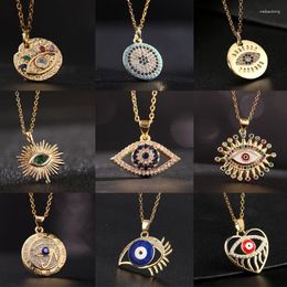 Pendant Necklaces 2023 Jewelry Titanium Steel Colored Zircon Eye Chain With Crystals Drop