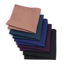 Bow Ties Solid Colour Polyester Bamboo Fibre Handkerchiefs For Men Classic Casual Suits Pocket Square Mens Black Khaki Blue Towels Gift