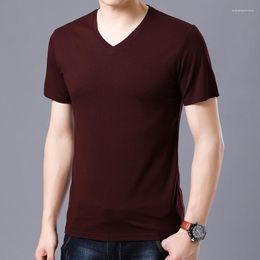 Men's T Shirts Male V-Neck Short-sleeved Shirt Cotton Half Sleeve Man Summer Tops Tees 6435