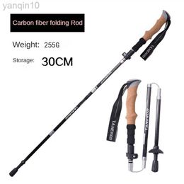 Trekking Poles Trekking Pole Carbon Ultra-light Telescopic Folding Pole Mountaineering Trekking Carbon Fibre Outdoor Walking Stick HKD230804