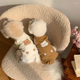 Dog Apparel Strap Dress Autumn Winter Cute Apron Small Korean Clothes Puppy Princess Skirt Fashion Pattern Poodle Dresses For
