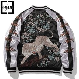 Men s Jackets Mens Oversized Hip Hop Baseball Jacket With Tiger Embroidery Personality Heavy Bomber Coat Outerwear Fashion Designer Tops 230803