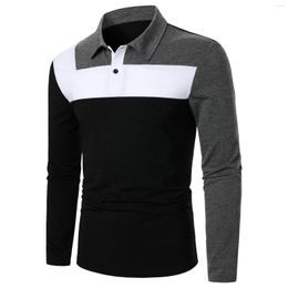 Men's Casual Shirts Men Striped Polo Shirt Color-Matching Button Blouse Business Fashion Comfort Soft Loose Sports Top Streetwear Tunic