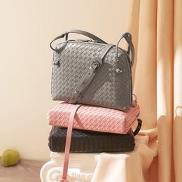 Women's Fashion Shoulder Bag Genuine Leather Woven Bag Luxury Brand Design Minimalist Style High Quality Crossbody Bag Black Gray 2023 New