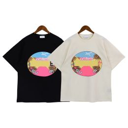 Men's T-Shirts Spring/summer Rhude New T-shirt Men's American Trend Oversize Anime Cartoon Letter Print Half Couple Short Sleeves