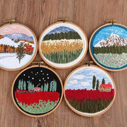 Chinese Style Products Pastoral Scenery Embroidery DIY Needlework Countryside Needlecraft for Beginner Cross Stitch