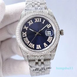 Diamond Watch Mens Automatic Mechanical Designer Watches Waterproof 41mm Sapphire Women Business Wristwatches With Diamond-studded Steel Bracelet