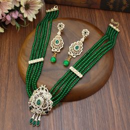 Wedding Jewellery Sets Neovisson High Quality Natural Stone Beaded Necklace Drop Earring Morocco Bride Set Women Favourite Gift 230804