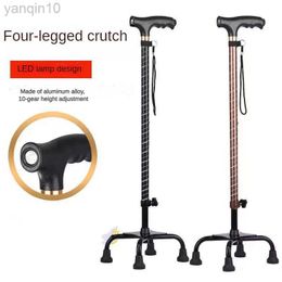 Trekking Poles Aluminium Alloy Walking Stick with Light Elderly Four-legged Cane Stick Telescopic Adjustable Thickened Anti-slip Crutches HKD230804