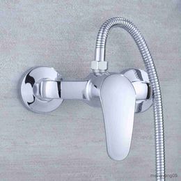 Bathroom s Bathroom Shower Faucet Silver Bath Faucet Mixer Tap with Hand Set Wall Mount Shower Control Valve R230804