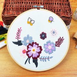 Chinese Style Products Butterfly with Flower Embroidery DIY Needlework Houseplant Pattern Needlecraft for Beginner Cross Stitch Artcraft(With