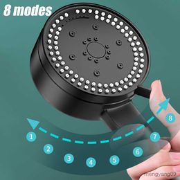 Bathroom Shower Heads Modes Shower Head Adjustable High Pressure Water Saving ShowerHead Portable Handheld Black Bathroom Shower Accessories R230804