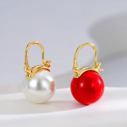 Hoop Earrings ELF 2023 Pearl Pendant For Women Luxury 18K Gold Plated Party Wedding Fashion Jewellery Trendy Gift