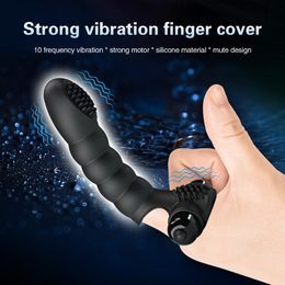 Vibrators Dildo Vibrator Finger Sleeve G Spot Massage Clitoris Stimulator Sex Toy for Women Female Masturbator Vagina Flirting Product 230803