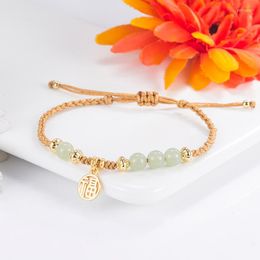 Link Bracelets An Jade Bracelet Women's Luxury Delicate Beaded Woven Rope Small Design Hand String Lucky Card