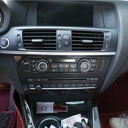 Carbon Fibre Style Centre Console CD Panel Decoration Cover Trim For BMW X3 F25 2011-17 ABS Car Interior Decals266P