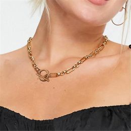 Choker MinaMaMa Fashion Stainless Steel Joint Chain Necklace For Women Girls Simple Hip Hop Toggle Necklaces Jewellery