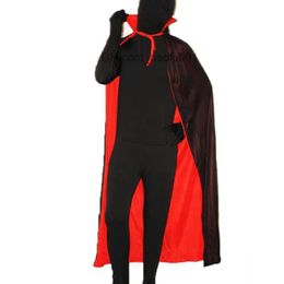 Theme Costume Vampire Cloak Cape Stand-up Collar Cap Reversible Halloween Cosplay Come Z230804