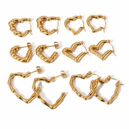 Hoop Earrings 18K Gold Plated Twist Heart Stainless Steels Minimalist Dainty Love Hoops For Women Tarnish Free