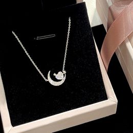 Chains Exquisite Dream Zircon Star Moon Women's Necklace Elegant Pendant Fairy Fashion Valentine's Day Gift