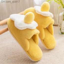 Slippers Cute Yellow Smile Egg Slider Women's 2023 Winter Warm Home Fur Slider Indoor Warm Closed Fur Slider Shoes Z230805