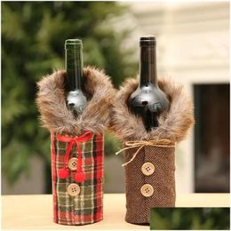 Christmas Decorations Year Wine Bottle Dust Er Santa Claus Gift Bags Xmas Noel For Home Dinner Table Decor Drop Delivery Garden Fest Dh5Br