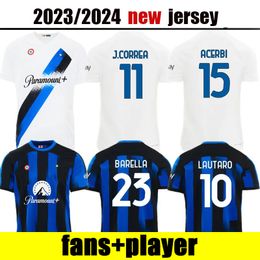 23 24 LUKAKU soccer jerseys BARELLA CORREA INTERS DZEKO GIROUD IBRAHIMOVIC LAUTARO MILANS THEO BRAHIM football shirt 2023 2024 uniforms men kits sets