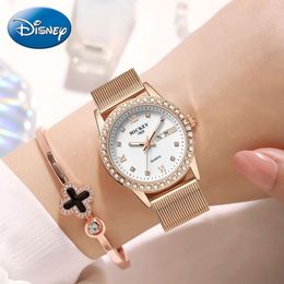 Wristwatches Luxury Crystal Women Calendar Wristwatch Fashion Ladies Quartz Watch Stainless Steel Clock Female Rose Gold Time Trendy Girl
