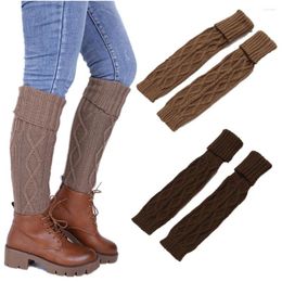 Women Socks 1 Pair Winter Knitted Wool Warm Leggings Vintage Lingge Solid Colour Thermal Long Furry Christmas