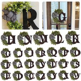 Decorative Flowers Last Name Year Round Front Door Wreath With Bow Creative Decoration Spring Summer Eucalyptus Letter Farmhous R3V0