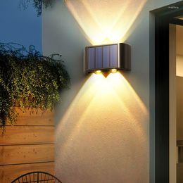 Wall Lamp Solar Outdoor 4LED Warm Light Waterproof Up And Down Luminous Lighting Balcony Yard Garden Decoration Lights