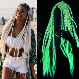 24 Inch Braid Hair Extensions Halloween Party Luminous Jumbo Braid High-Temperature Crochet Stretched Braiding Hair