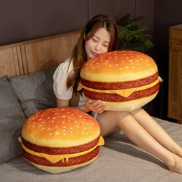 Plush Pillows Cushions Creative Burger Plush Toy Soft Padded Plush Cushion Cute Hamburger Pillow Sofa Chair Cushion Boys Girls Kids Birthday Gift 230804