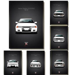 Nissan GTR Canvas Painting Modern World Famous Car Posters Prints Wall Art Pictures for Boys Room Car Dealership Home Decoration w06